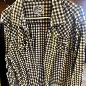 Roper Black and White Plaid Shirt